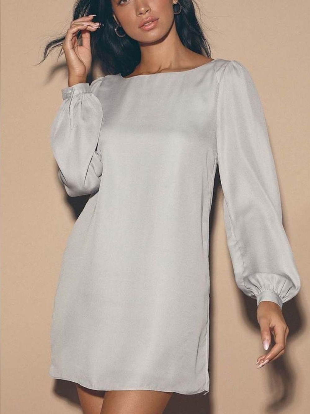 Lulu's Status Update Light Gray Shift Dress